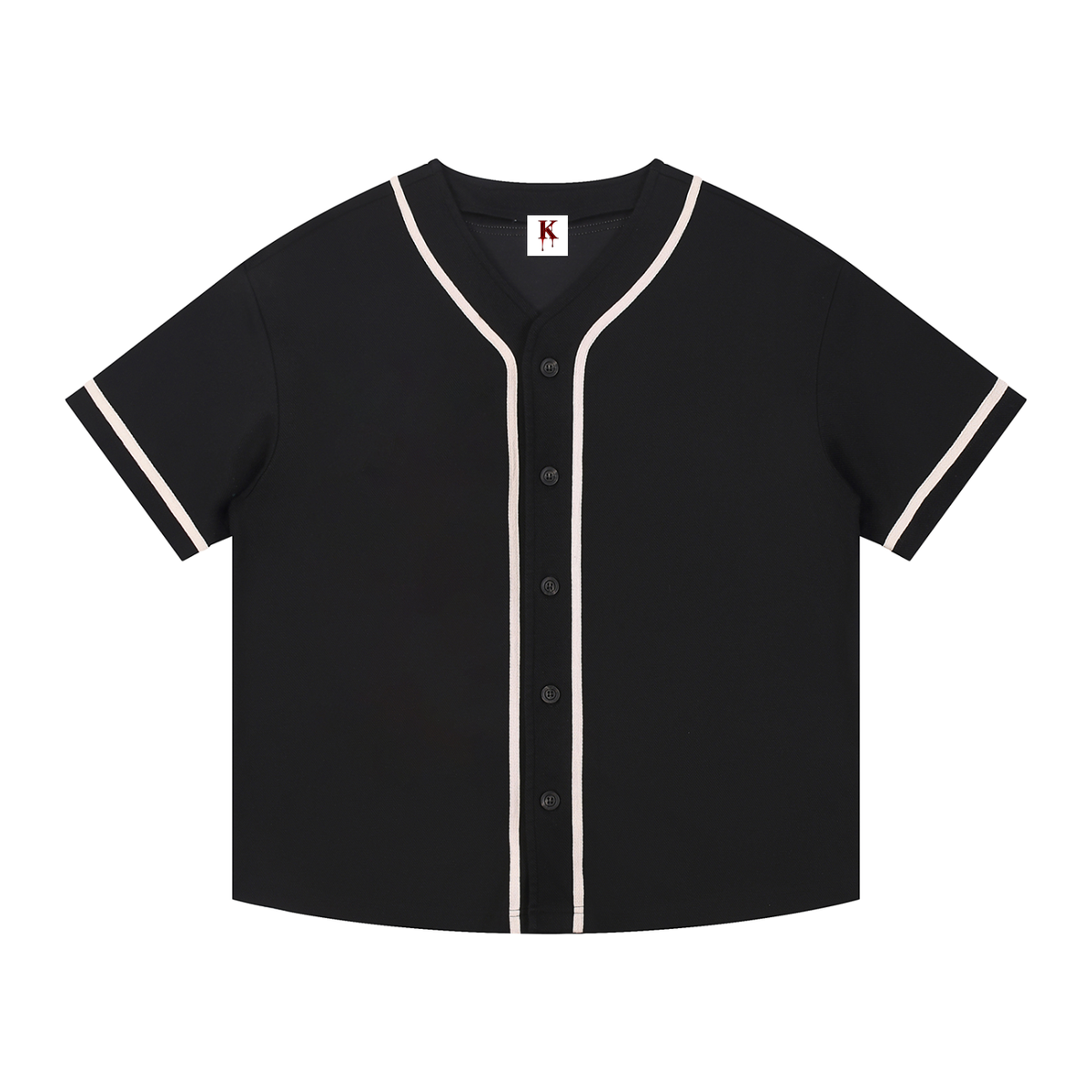 Unisex Contrast Piped Button-Up Jersey