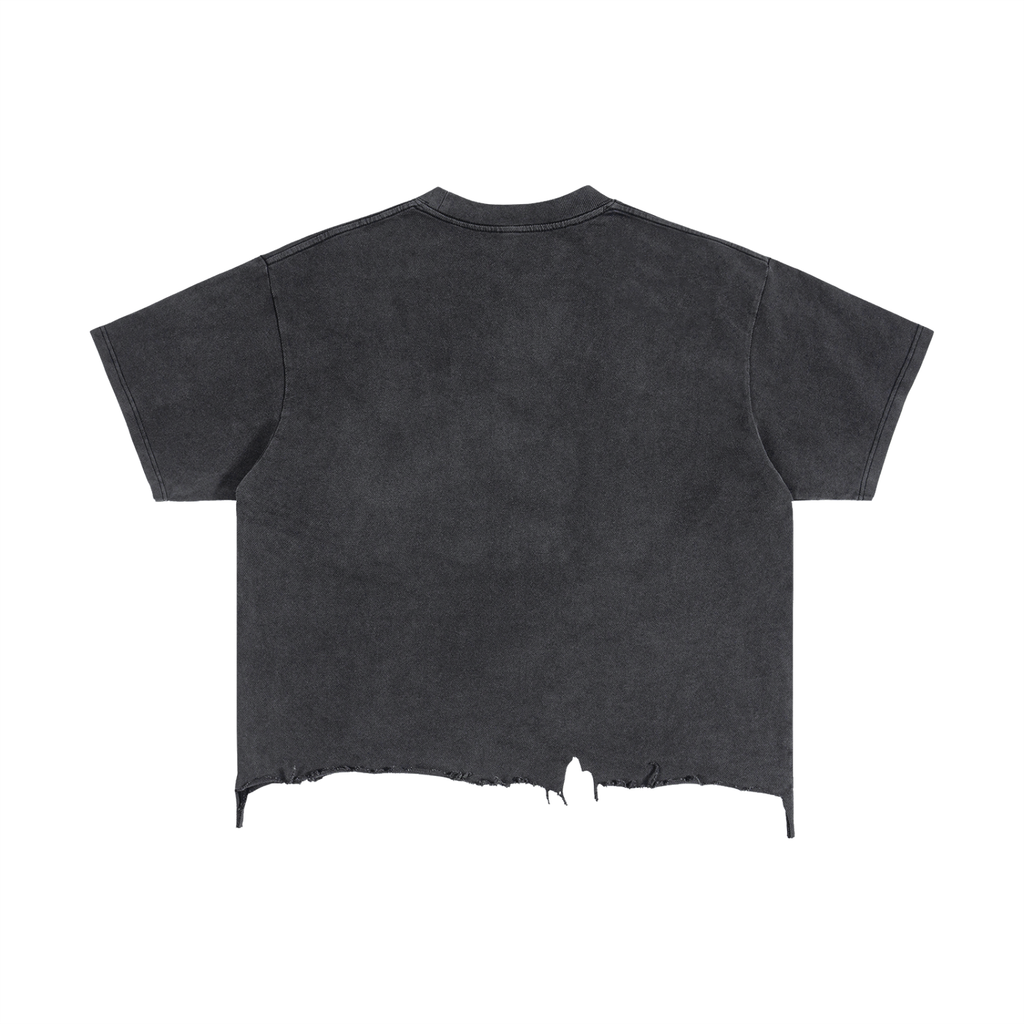 Unisex Blank Boxy Distressed Hem T-Shirt