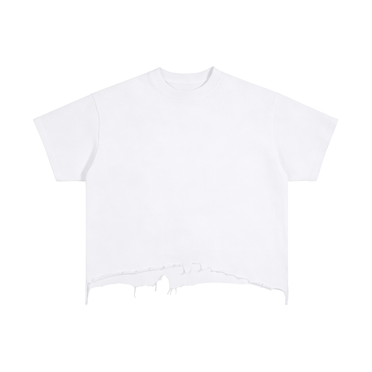 Unisex Blank Boxy Distressed Hem T-Shirt