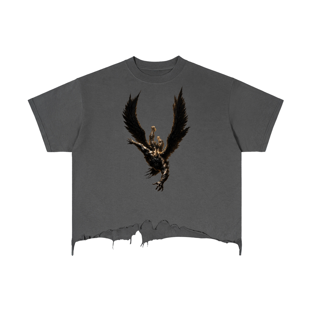 Unisex Boxy Distressed Hem T-Shirt