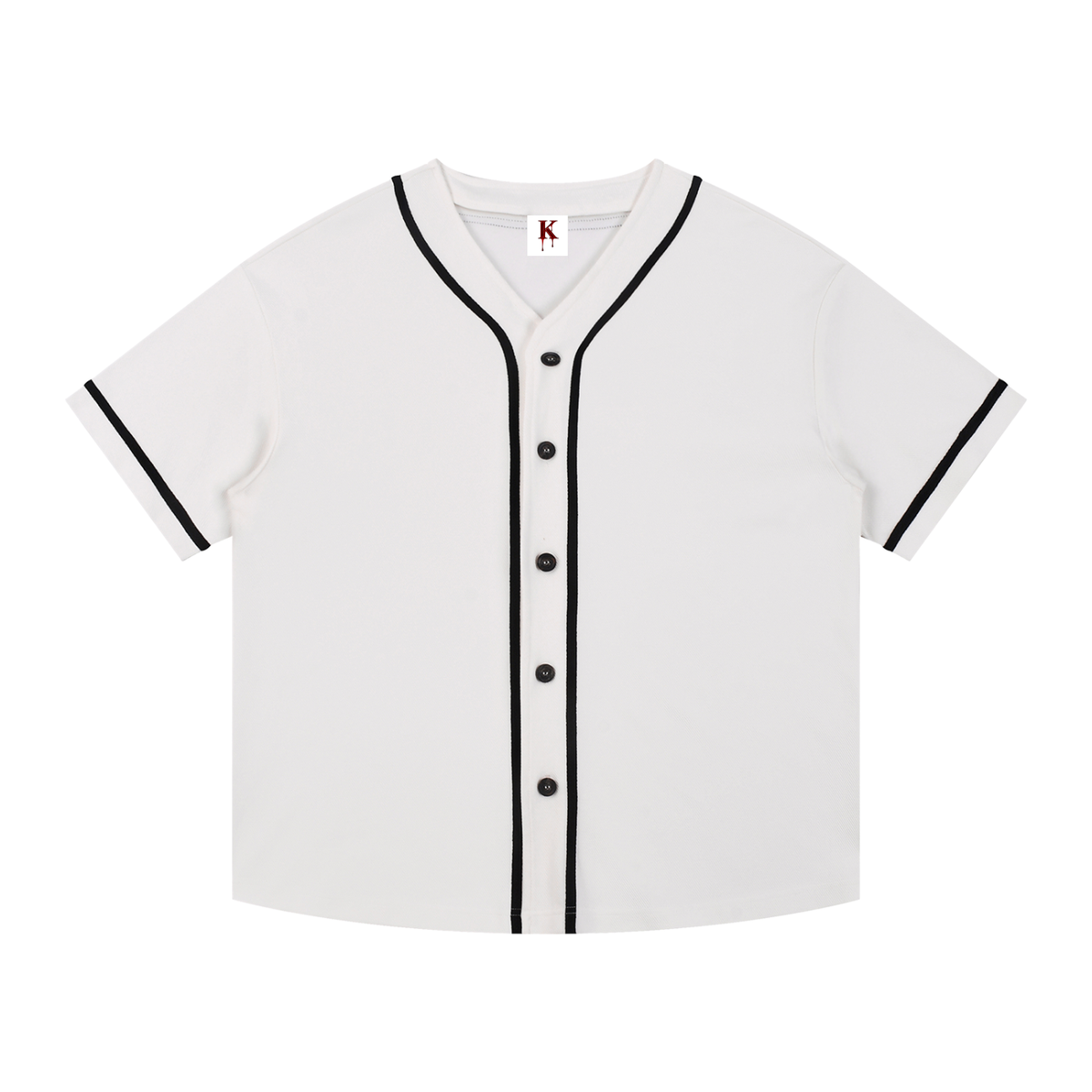 Unisex Contrast Piped Button-Up Jersey