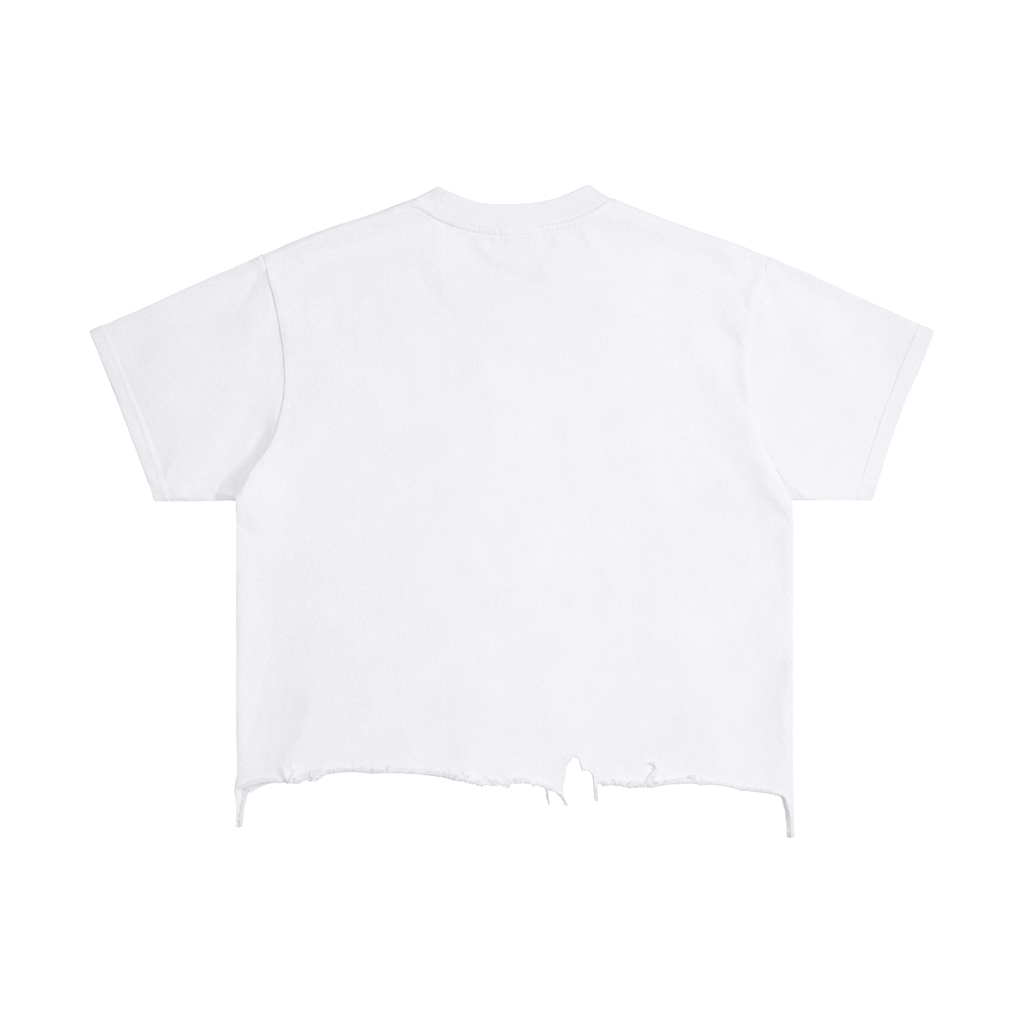 Unisex Blank Boxy Distressed Hem T-Shirt