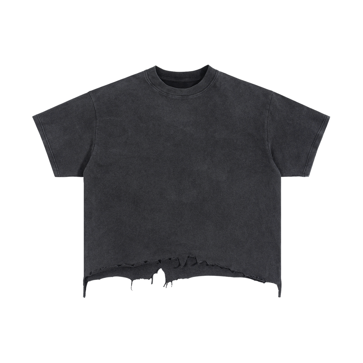 Unisex Boxy Distressed Hem T-Shirt