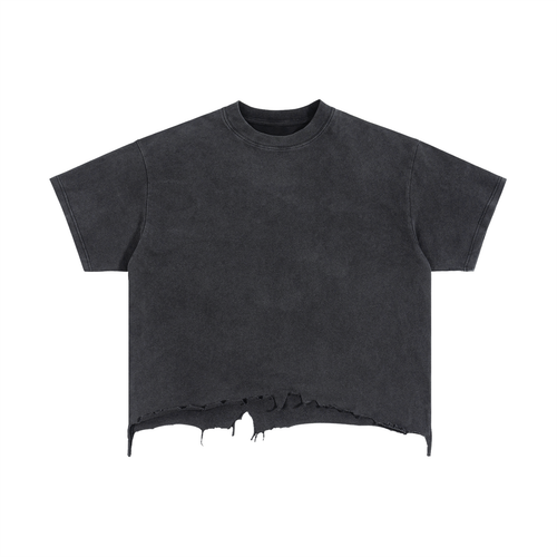 Unisex Boxy Distressed Hem T-Shirt