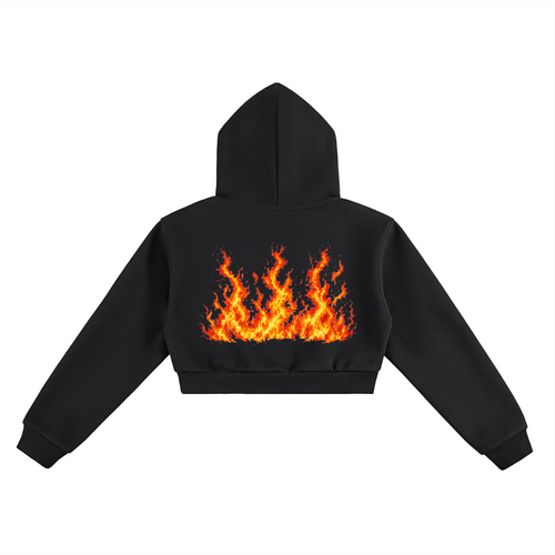 Cropped Hoodie With Digitised Art