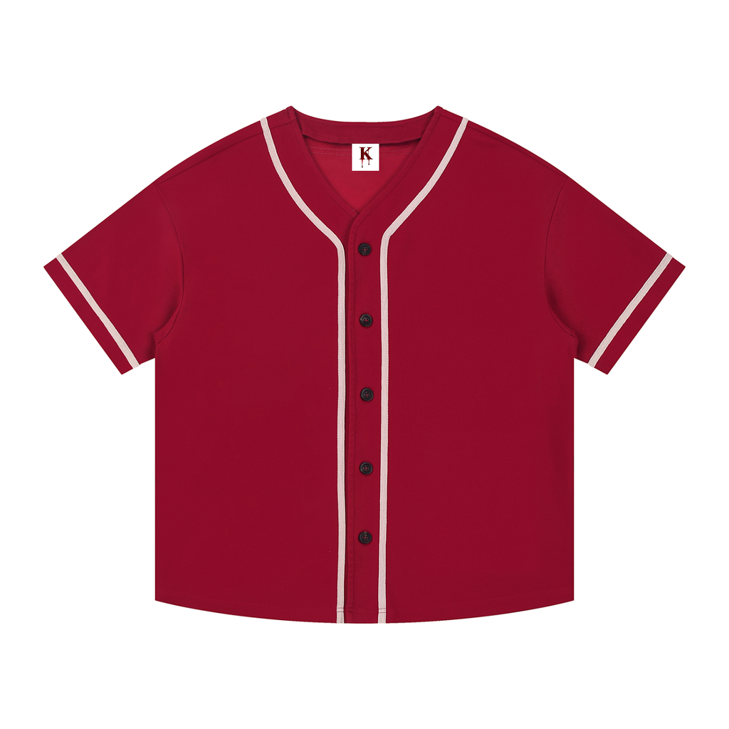 Unisex Contrast Piped Button-Up Jersey