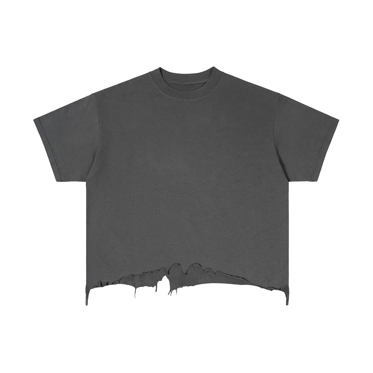 Unisex Blank Boxy Distressed Hem T-Shirt